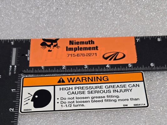 HIGH PRESSURE WARNING DECAL, 6804114